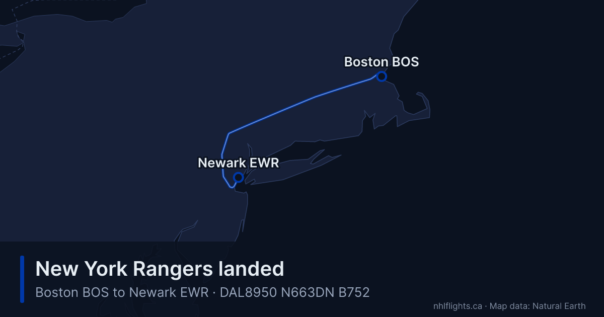 Route map: Boston (BOS) to Newark (EWR)