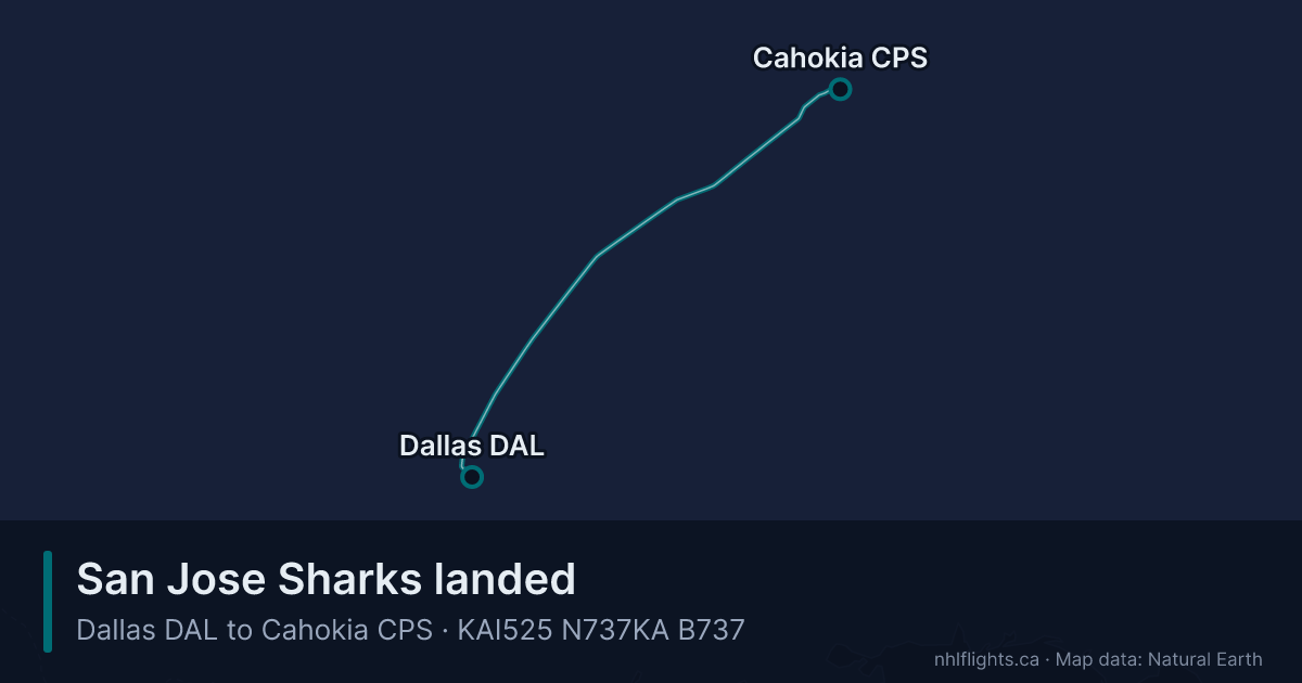 Route map: Dallas (DAL) to Cahokia (CPS)