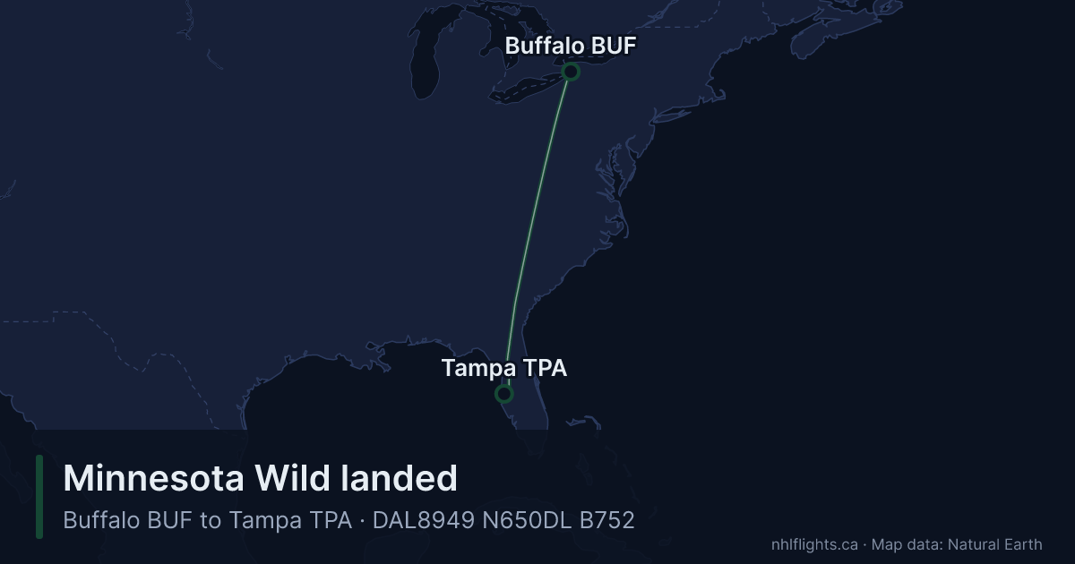 Route map: Buffalo (BUF) to Tampa (TPA)