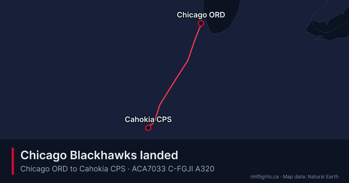 Route map: Chicago (ORD) to Cahokia (CPS)