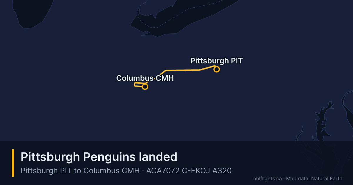 Route map: Pittsburgh (PIT) to Columbus (CMH)