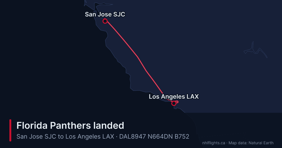 Route map: San Jose (SJC) to Los Angeles (LAX)