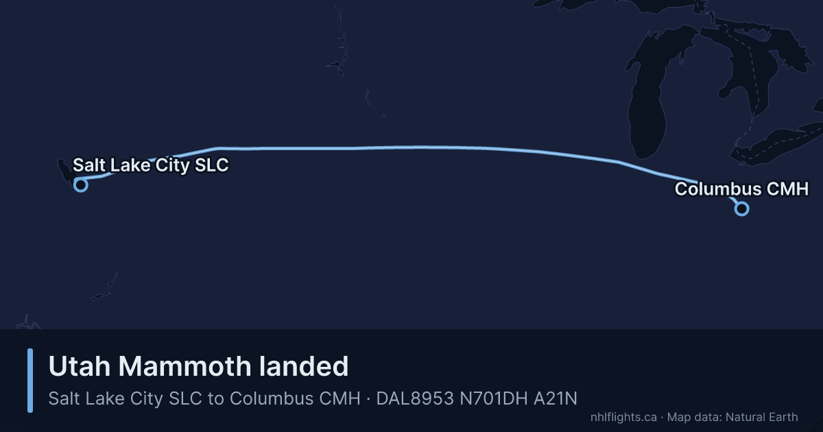 Route map: Salt Lake City (SLC) to Columbus (CMH)