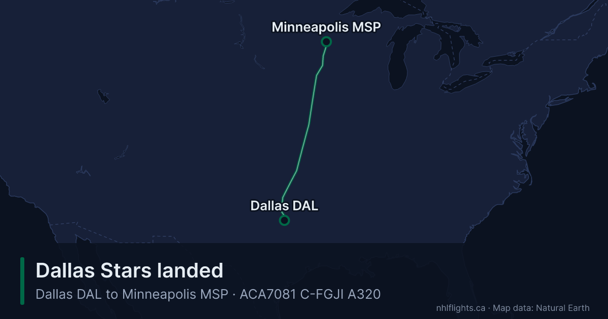Route map: Dallas (DAL) to Minneapolis (MSP)