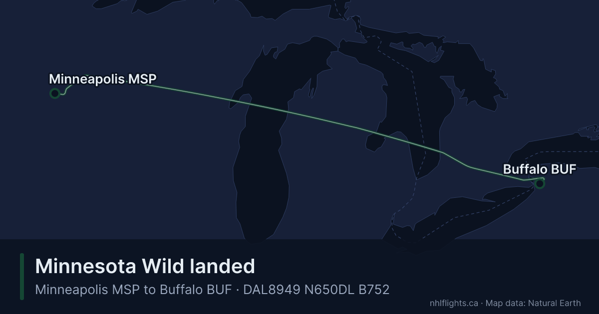 Route map: Minneapolis (MSP) to Buffalo (BUF)