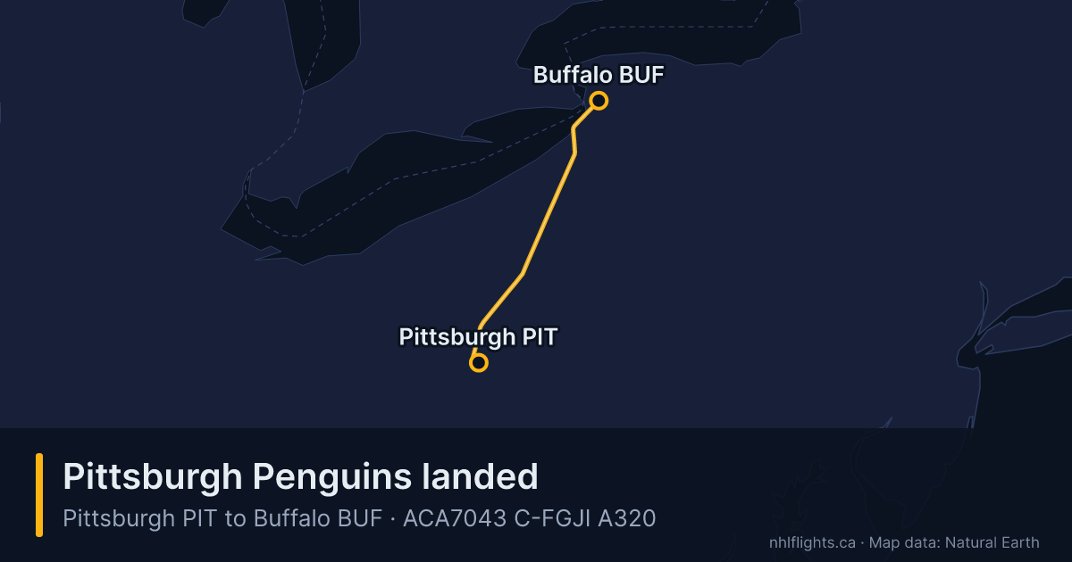 Route map: Pittsburgh (PIT) to Buffalo (BUF)
