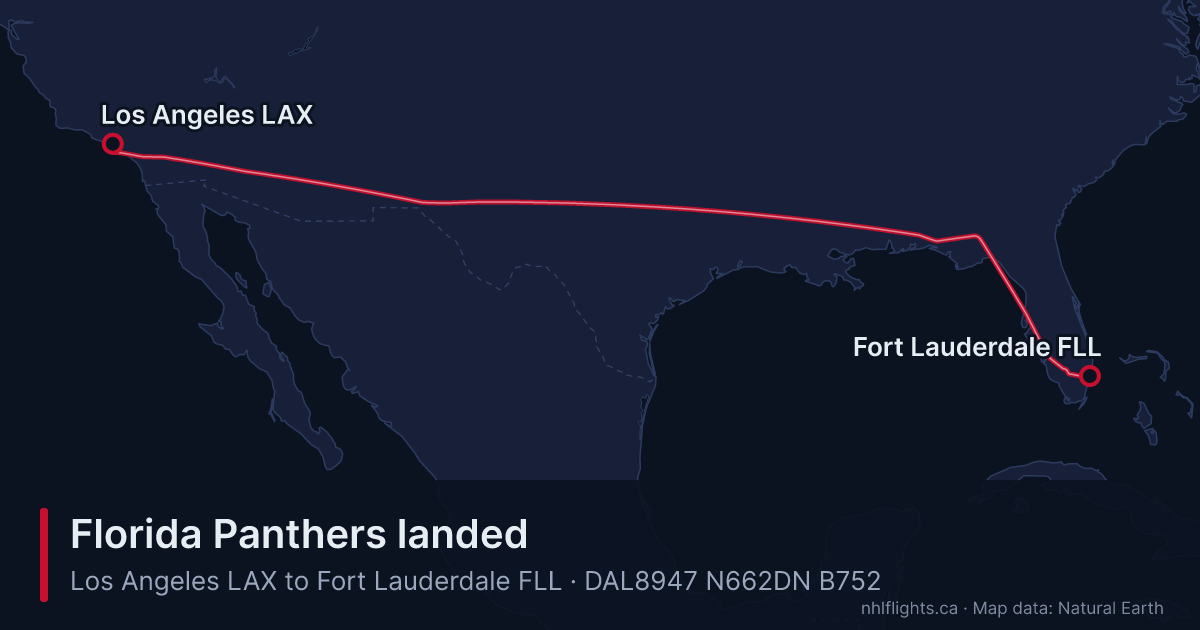 Route map: Los Angeles (LAX) to Fort Lauderdale (FLL)