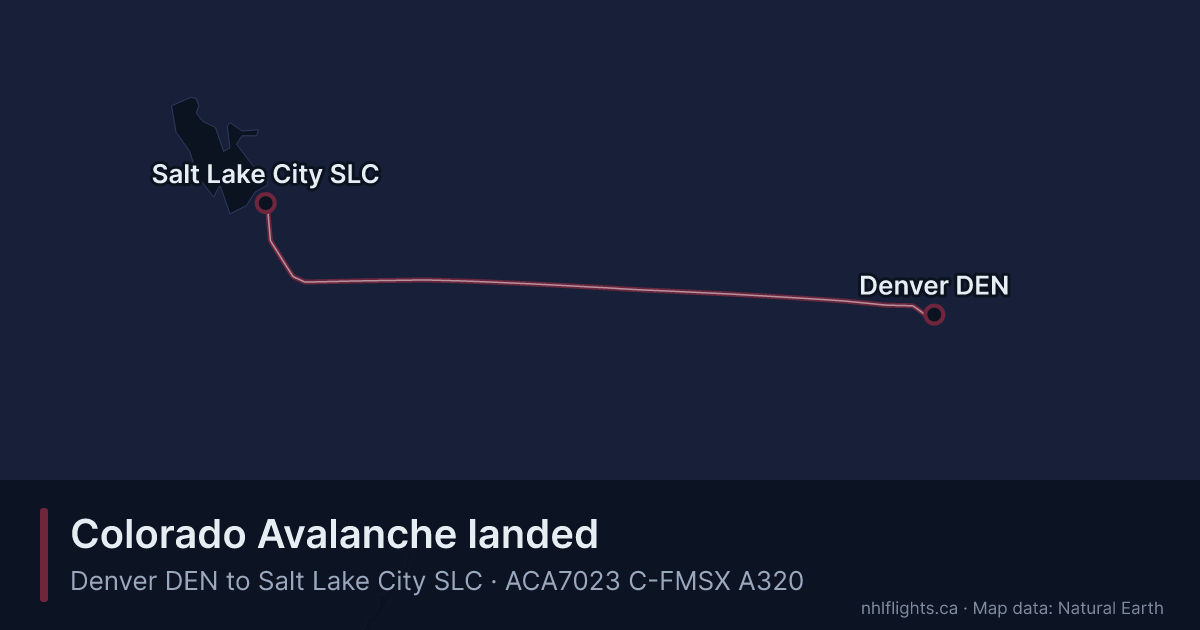Route map: Denver (DEN) to Salt Lake City (SLC)