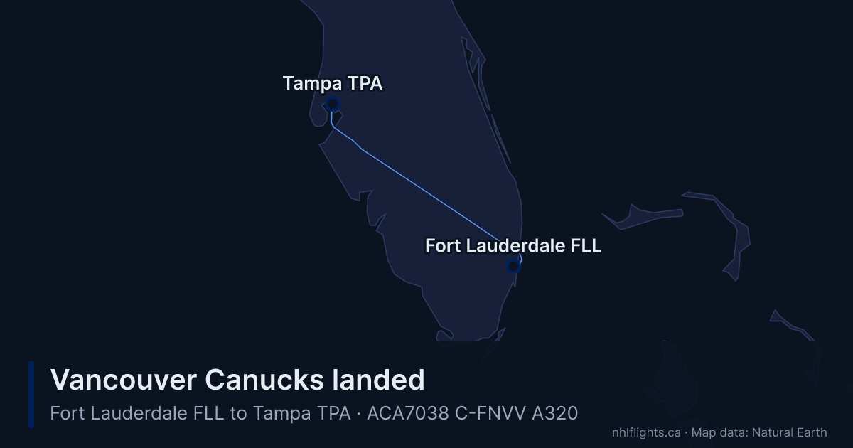 Route map: Fort Lauderdale (FLL) to Tampa (TPA)