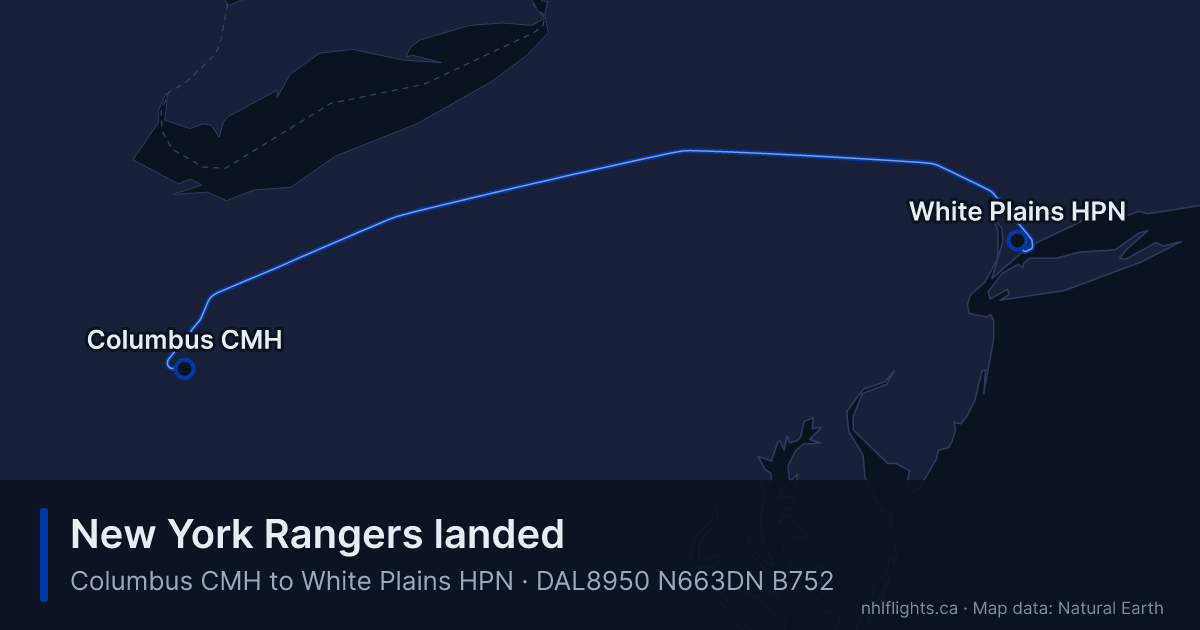 Route map: Columbus (CMH) to White Plains (HPN)