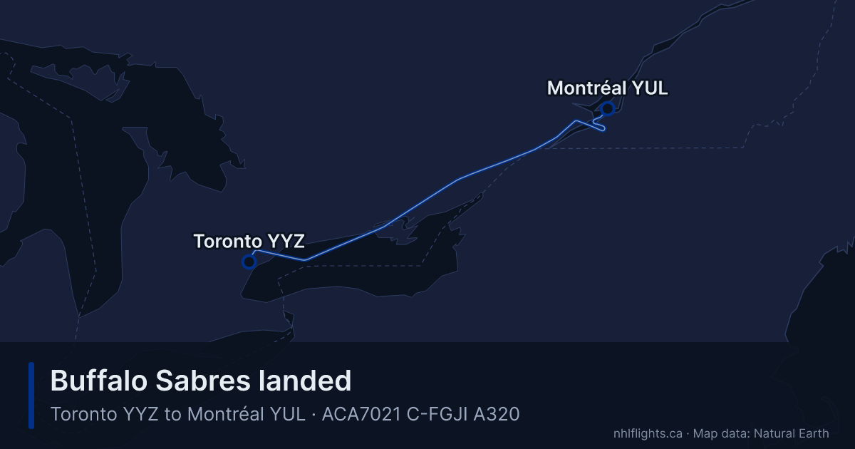 Route map: Toronto (YYZ) to Montréal (YUL)