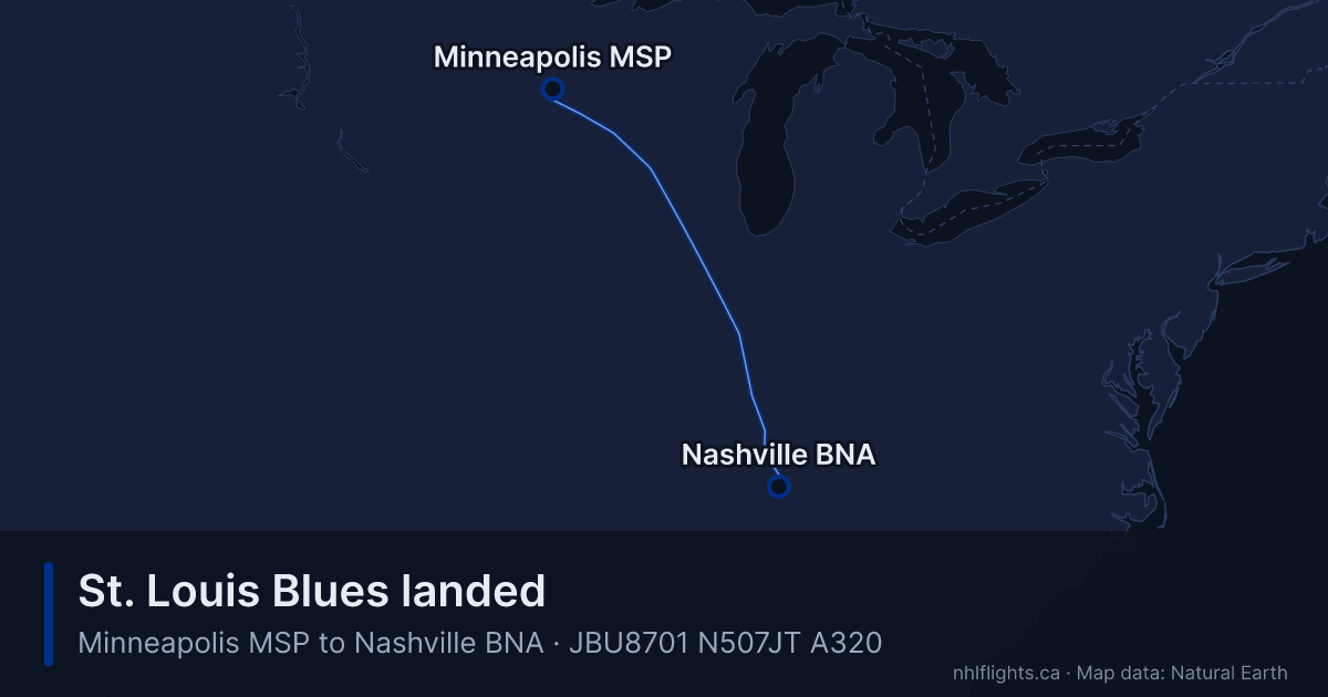 Route map: Minneapolis (MSP) to Nashville (BNA)