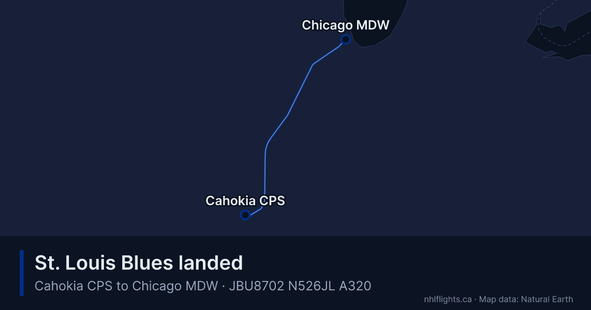 Route map: Cahokia (CPS) to Chicago (MDW)
