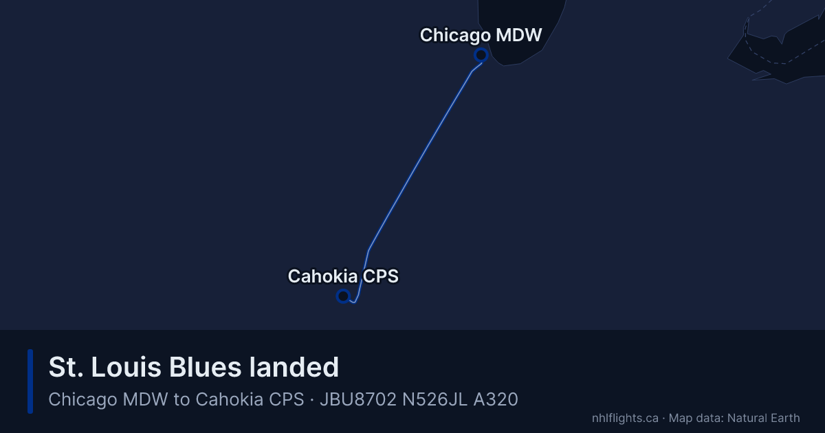 Route map: Chicago (MDW) to Cahokia (CPS)