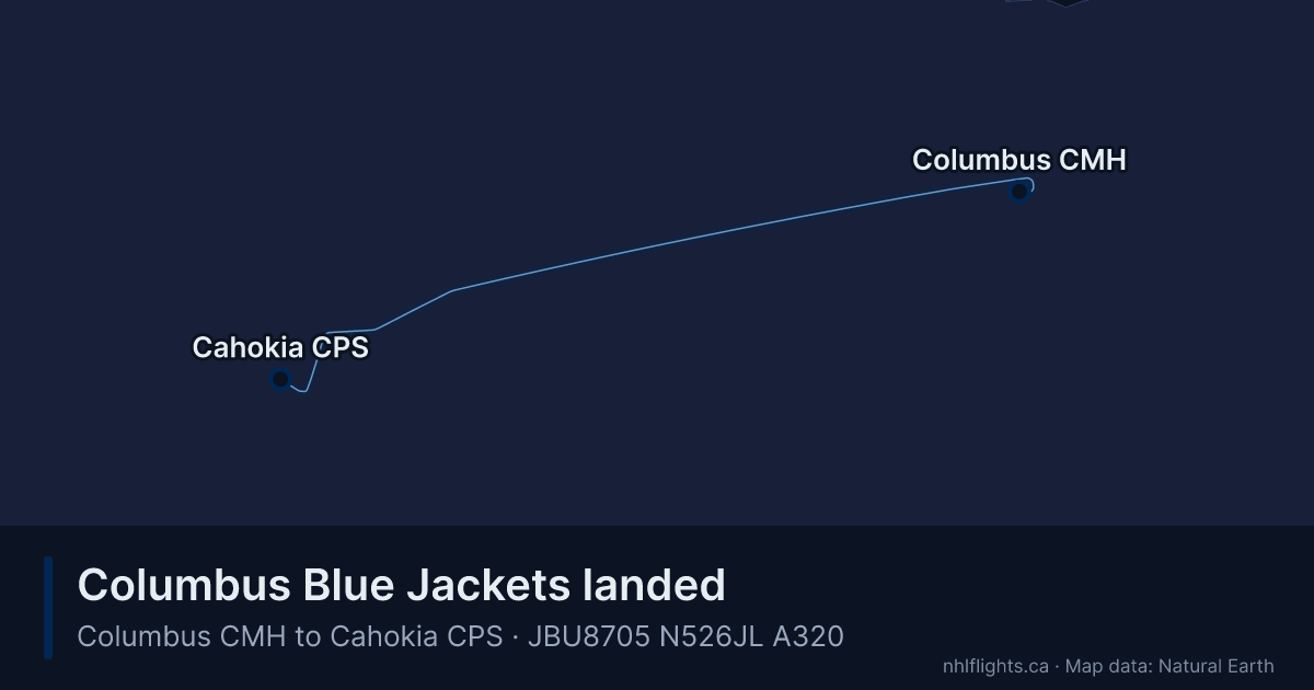Route map: Columbus (CMH) to Cahokia (CPS)