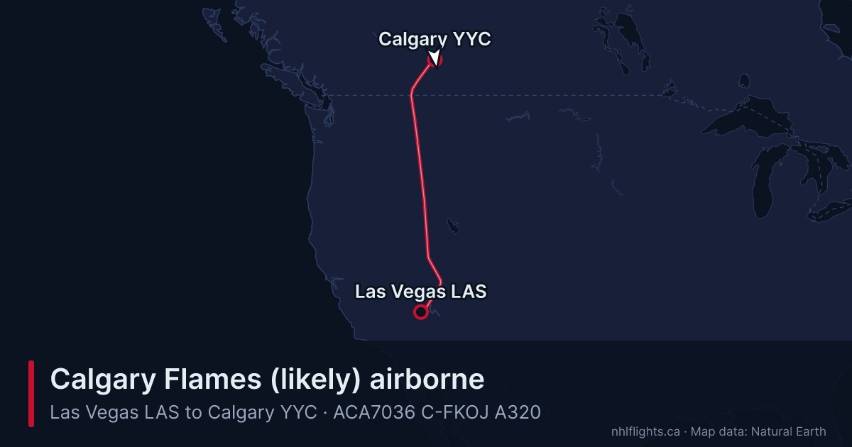 Route map: Las Vegas (LAS) to Calgary (YYC)