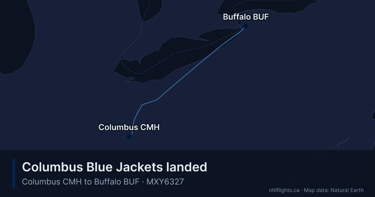 Route map: Columbus (CMH) to Buffalo (BUF)