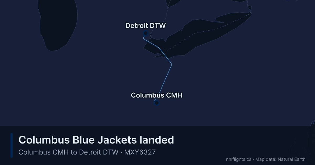 Route map: Columbus (CMH) to Detroit (DTW)