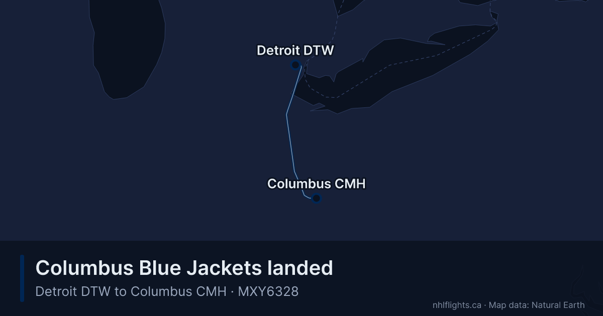 Route map: Detroit (DTW) to Columbus (CMH)