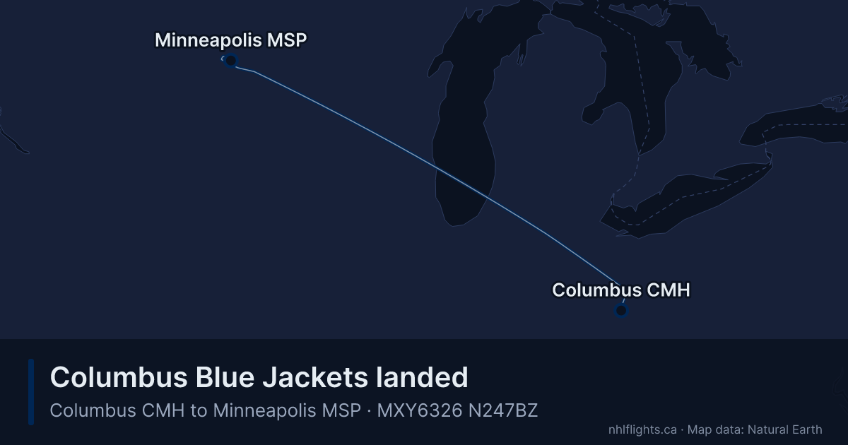 Route map: Columbus (CMH) to Minneapolis (MSP)