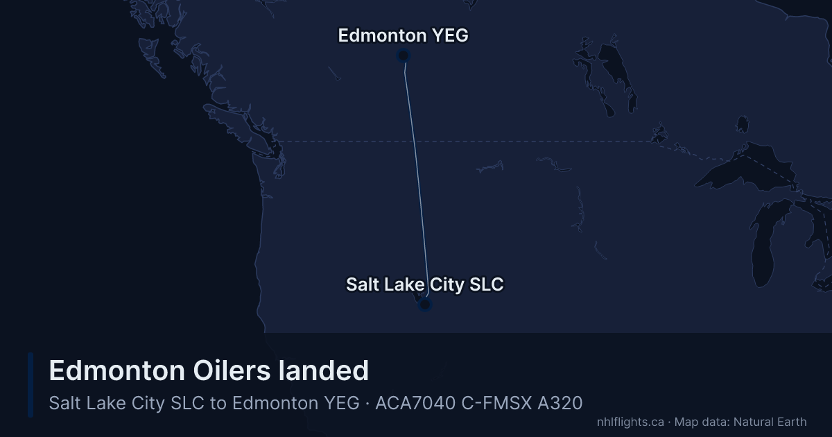 Route map: Salt Lake City (SLC) to Edmonton (YEG)