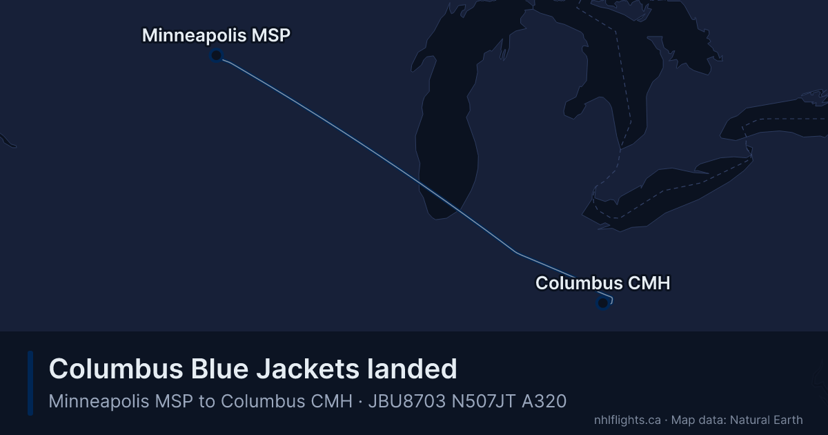 Route map: Minneapolis (MSP) to Columbus (CMH)