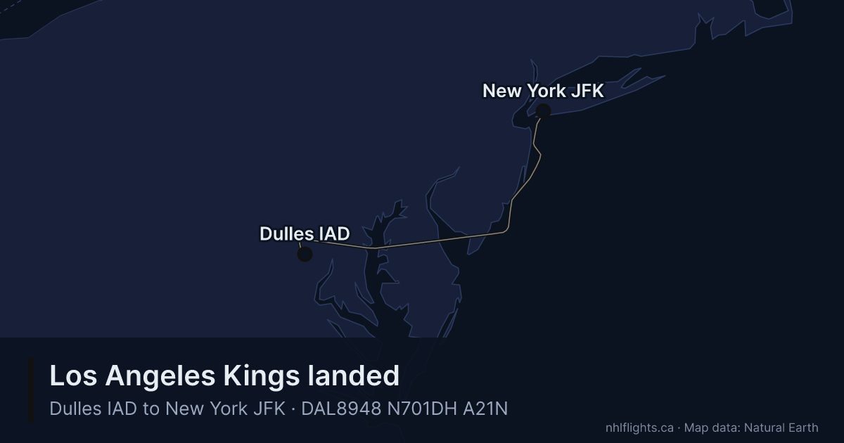 Route map: Dulles (IAD) to New York (JFK)