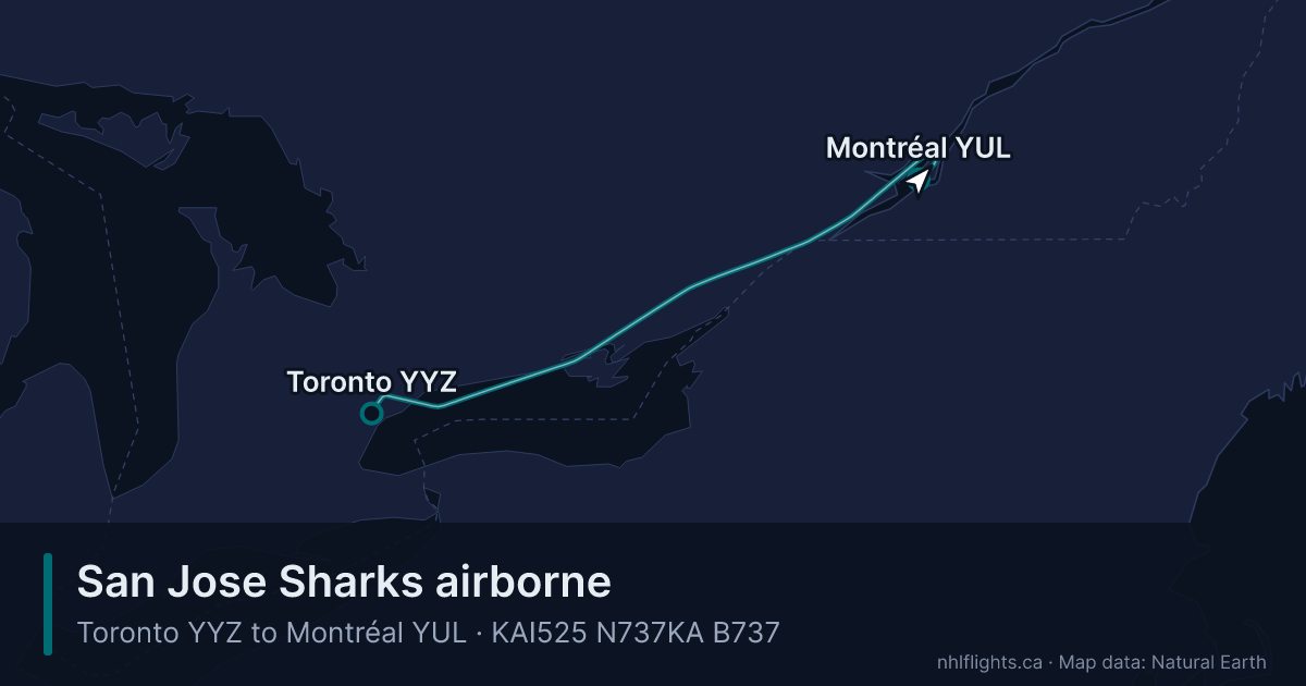 Route map: Toronto (YYZ) to Montréal (YUL)