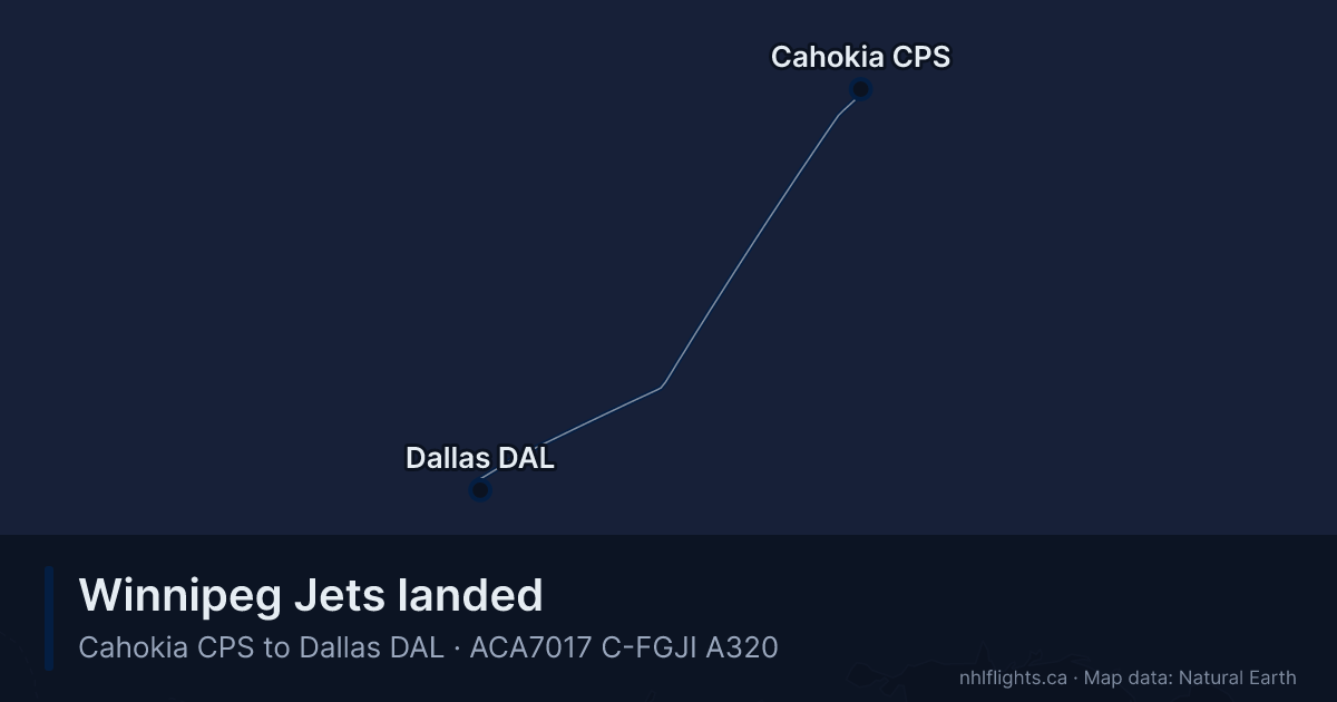 Route map: Cahokia (CPS) to Dallas (DAL)