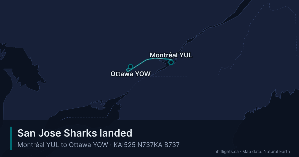 Route map: Montréal (YUL) to Ottawa (YOW)