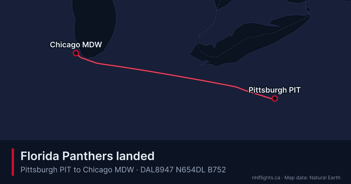 Route map: Pittsburgh (PIT) to Chicago (MDW)