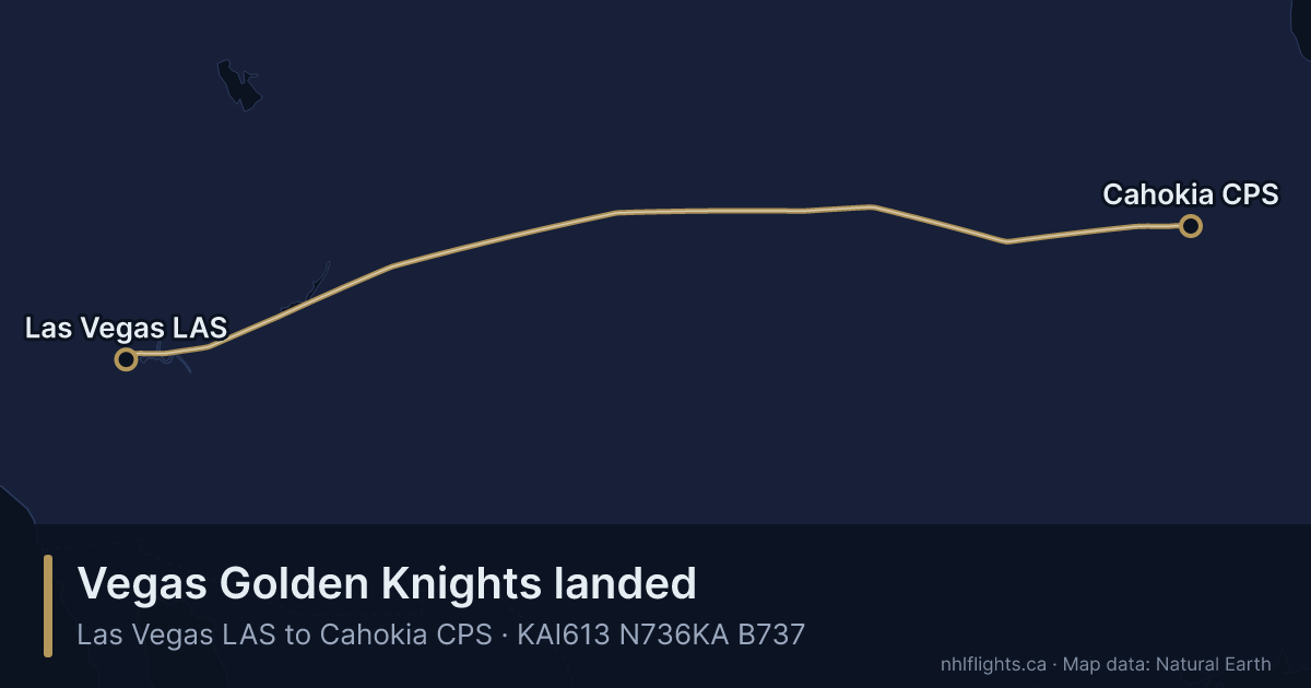 Route map: Las Vegas (LAS) to Cahokia (CPS)