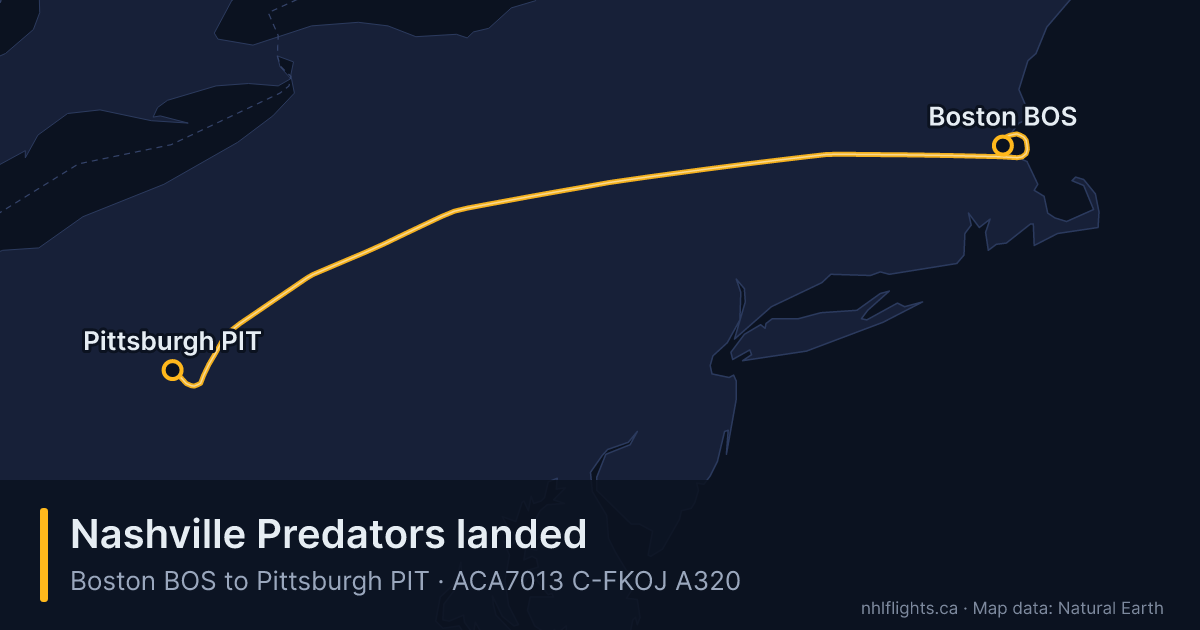 Route map: Boston (BOS) to Pittsburgh (PIT)