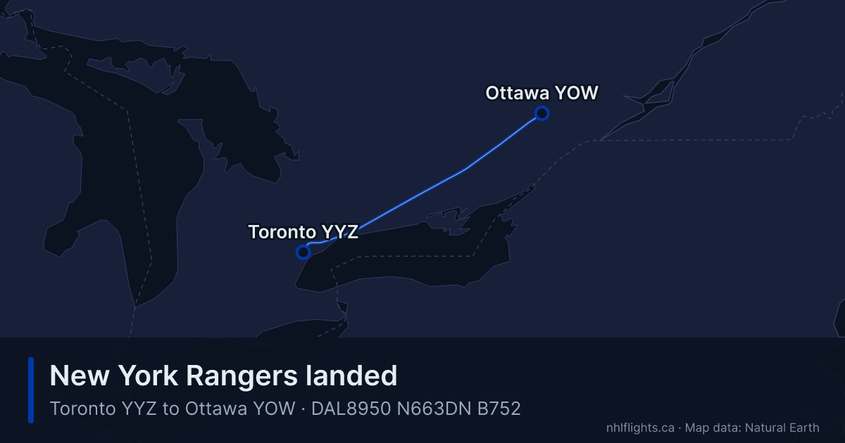 Route map: Toronto (YYZ) to Ottawa (YOW)