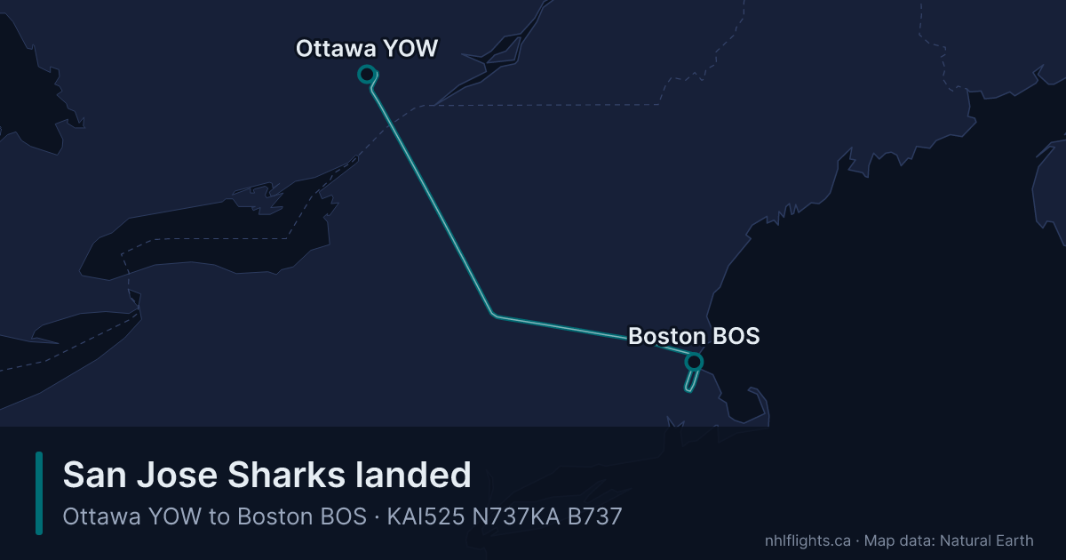 Route map: Ottawa (YOW) to Boston (BOS)