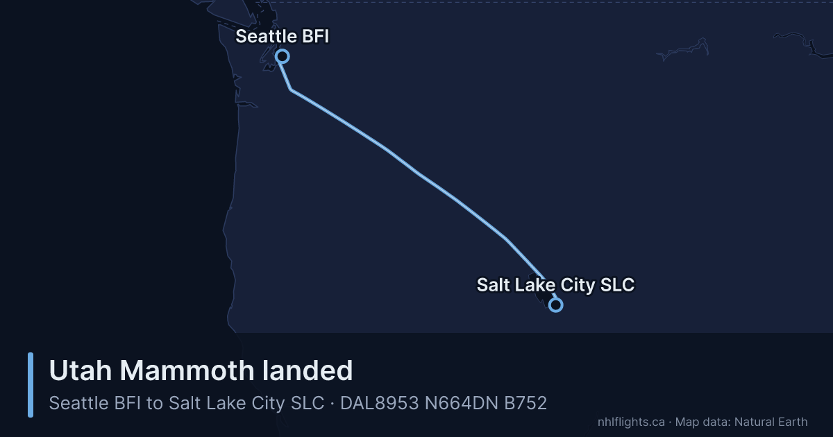 Route map: Seattle (BFI) to Salt Lake City (SLC)