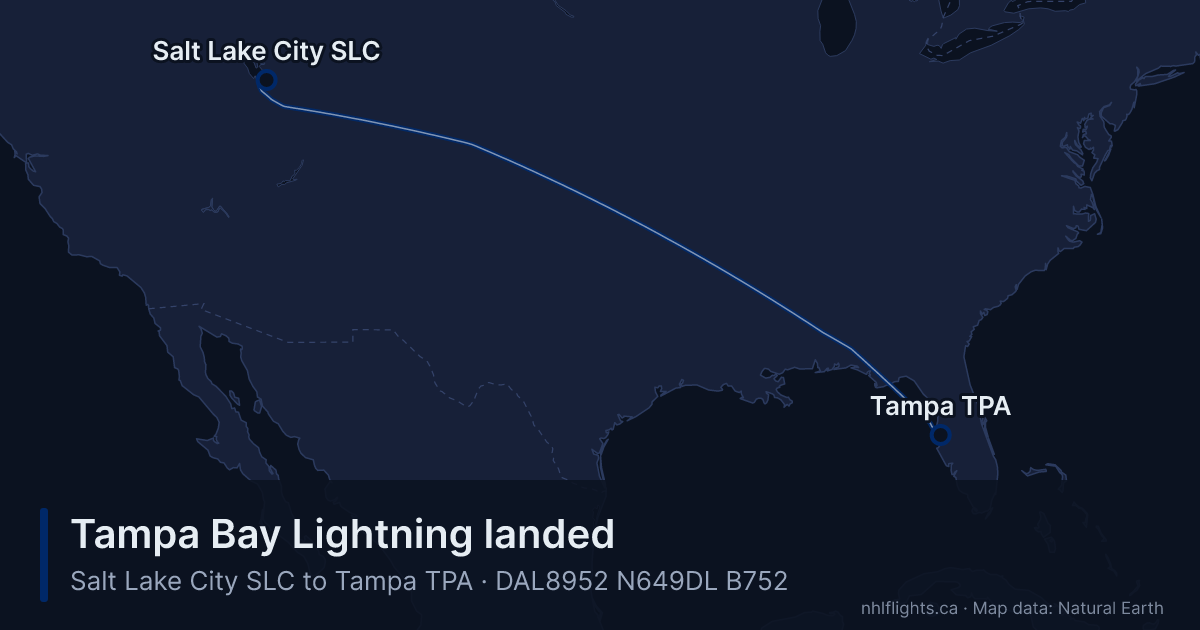 Route map: Salt Lake City (SLC) to Tampa (TPA)
