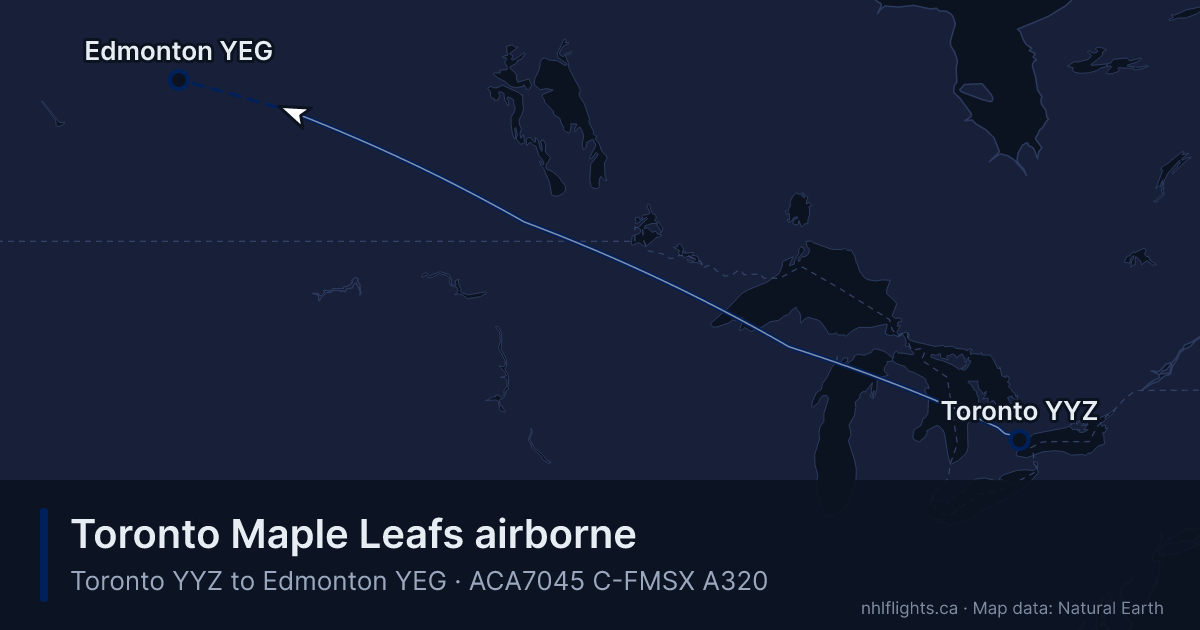 Route map: Toronto (YYZ) to Edmonton (YEG)