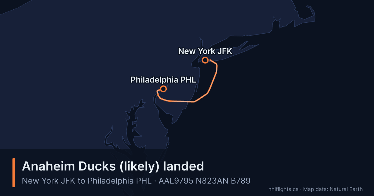 Route map: New York (JFK) to Philadelphia (PHL)