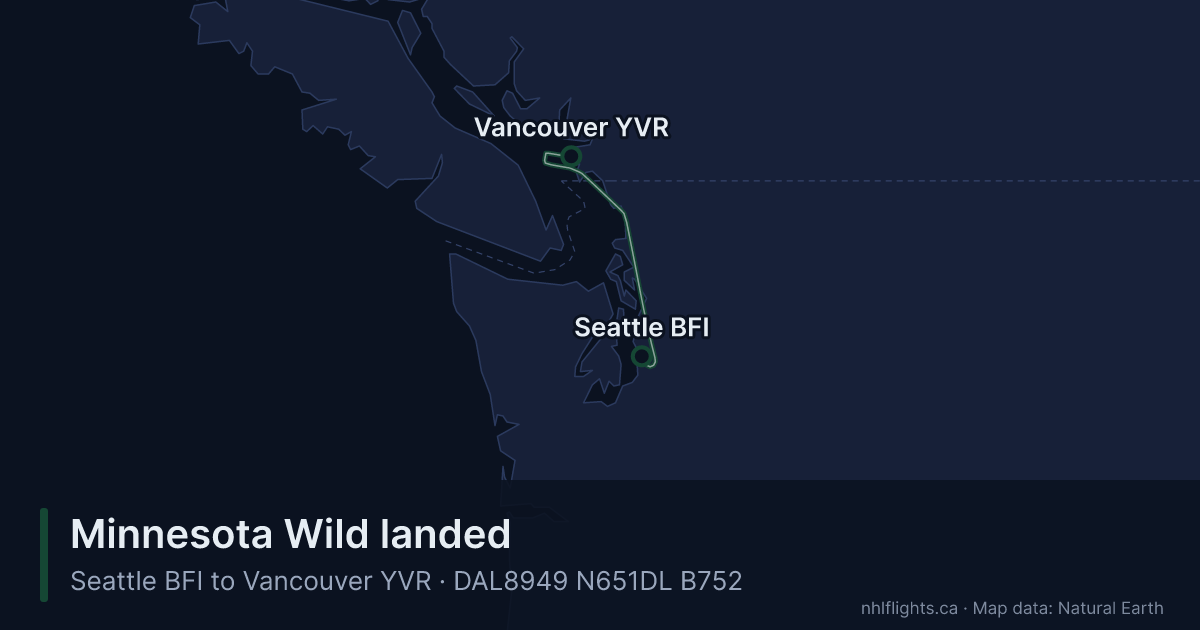 Route map: Seattle (BFI) to Vancouver (YVR)