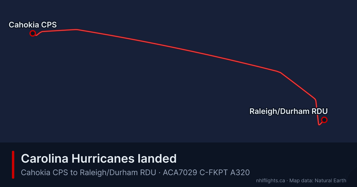 Route map: Cahokia (CPS) to Raleigh/Durham (RDU)