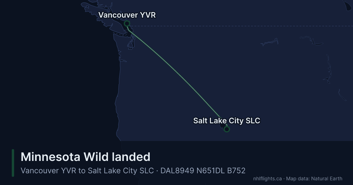 Route map: Vancouver (YVR) to Salt Lake City (SLC)