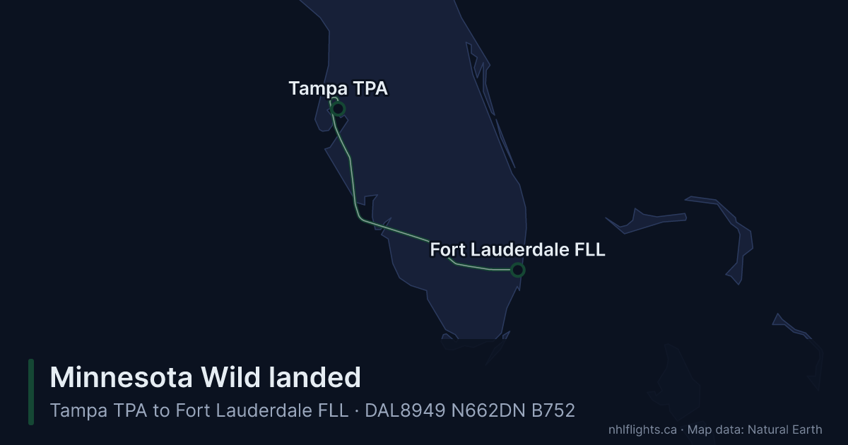 Route map: Tampa (TPA) to Fort Lauderdale (FLL)