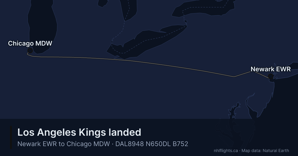 Route map: Newark (EWR) to Chicago (MDW)