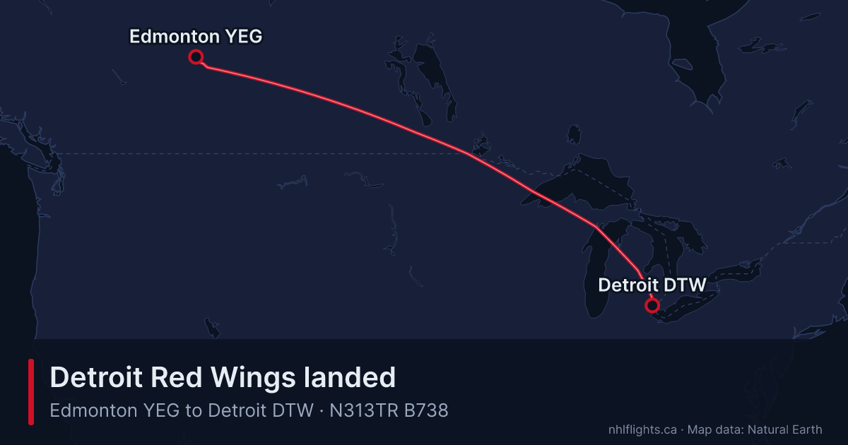 Route map: Edmonton (YEG) to Detroit (DTW)