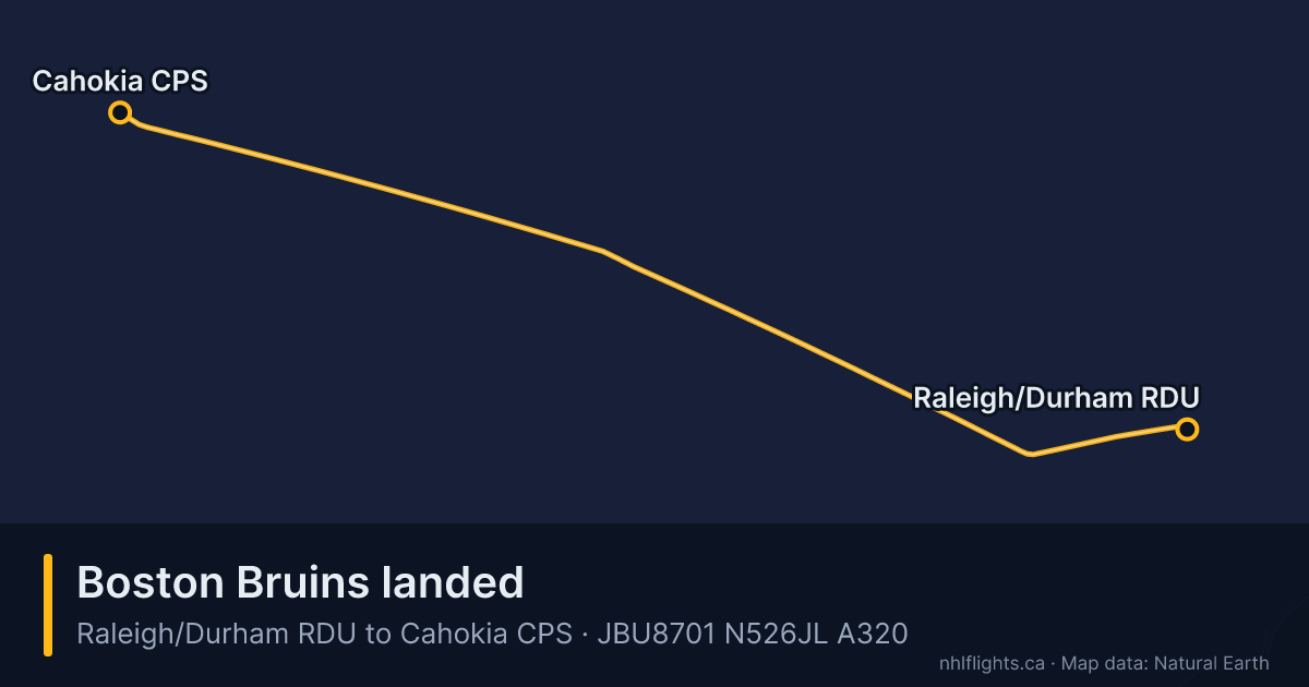 Route map: Raleigh/Durham (RDU) to Cahokia (CPS)
