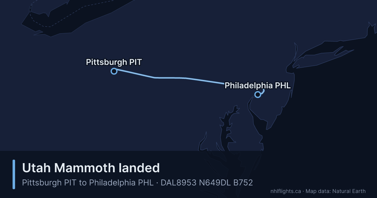 Route map: Pittsburgh (PIT) to Philadelphia (PHL)