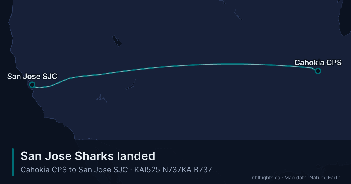 Route map: Cahokia (CPS) to San Jose (SJC)