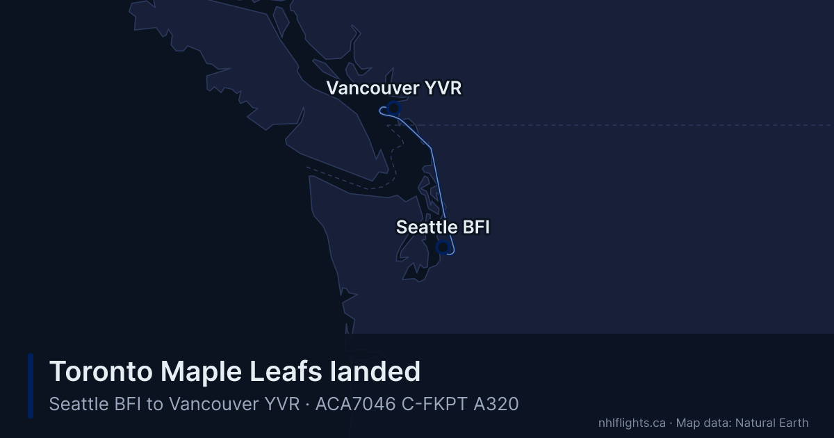 Route map: Seattle (BFI) to Vancouver (YVR)