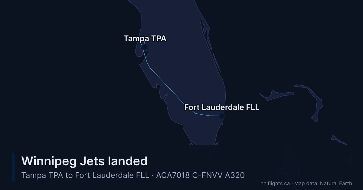 Route map: Tampa (TPA) to Fort Lauderdale (FLL)
